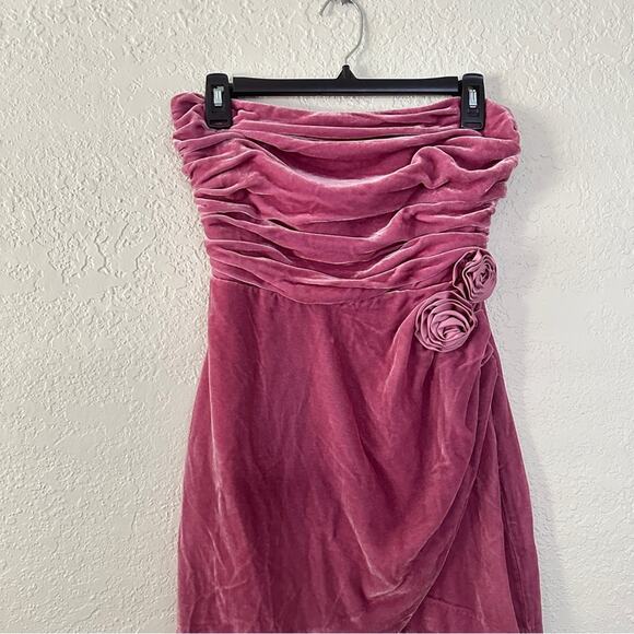 Reformation Lanesia Velvet Dress Sugar Plum Pink 2 - Picture 3 of 7